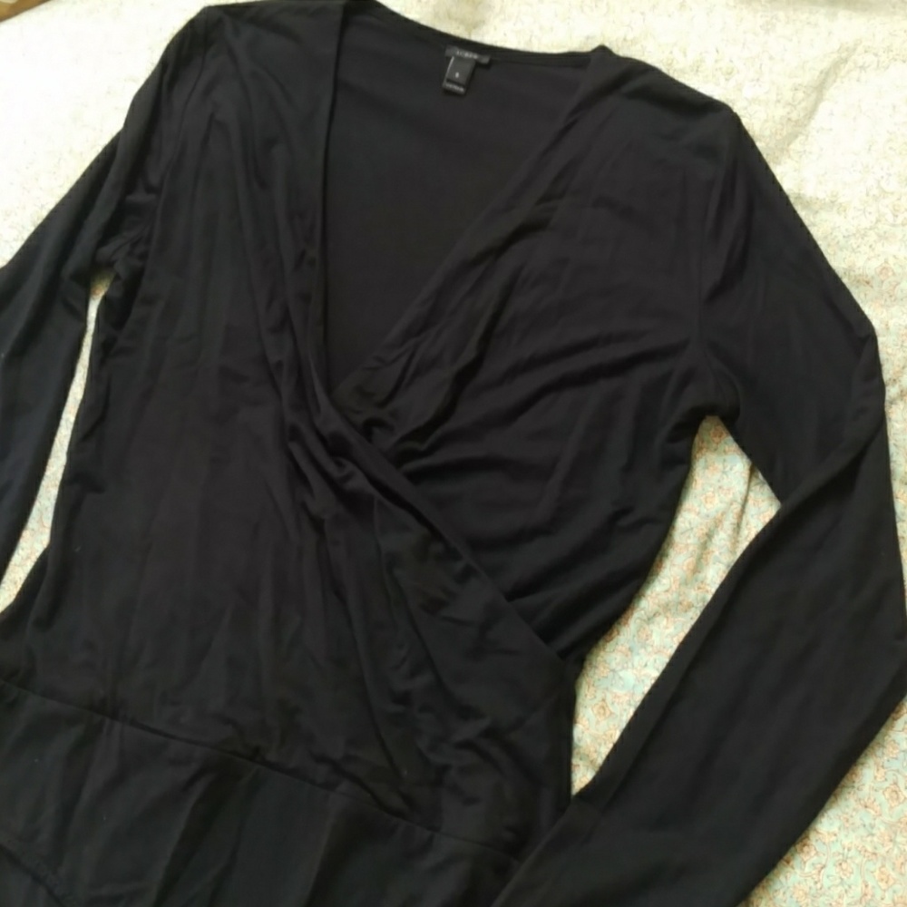 J Crew Black Wrap Bodysuit Size Small